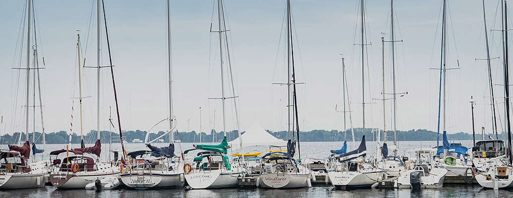 row of boats docked
